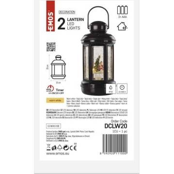 EMOS DCLW20 LED dekorace – vánoční lucerna se Santou, 20 cm, 3x AAA, vnitřní, teplá bílá, časovač