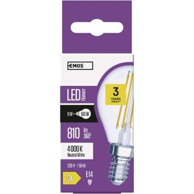 EMOS ZF1241 LED žárovka Filament Mini Globe 6W E14 neutrální bílá